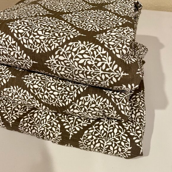 World Market Leaf Print Tab Top Curtain Panel 48x84 Window Drapery 3 Panels - Picture 6 of 8